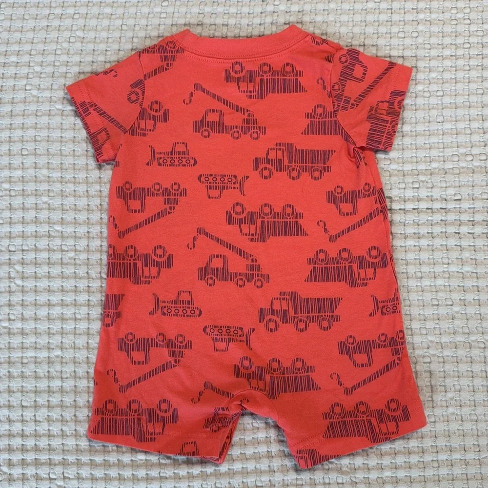3/$15 🌸 Carter’s Baby Boy Romper Construction Trucks Onesie Stripes